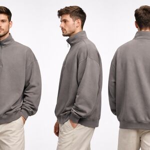 Abercrombie & Fitch Gray Half-Zip Pullover Sweater